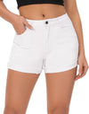 Women’s Mid Rise Stretchy Ripped Cuffed Denim Jean Shorts