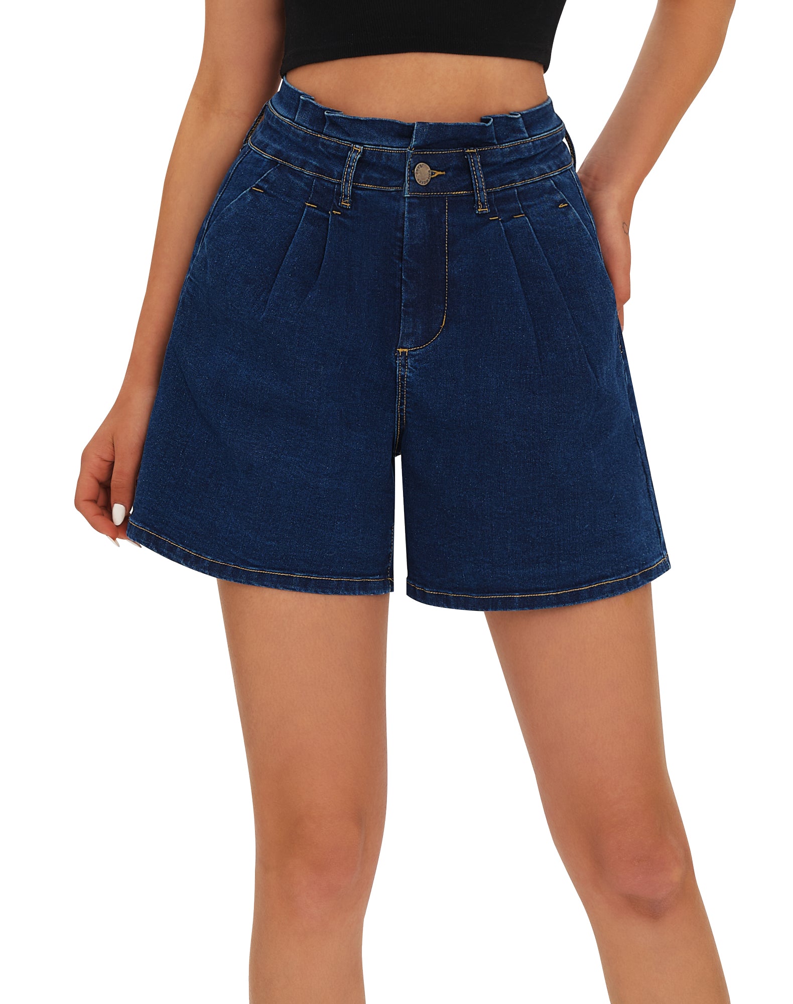 Women's High Waisted Stretchy Wide Leg Denim Baggy Jean Short