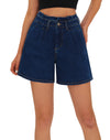 Women's High Waisted Stretchy Wide Leg Denim Baggy Jean Short