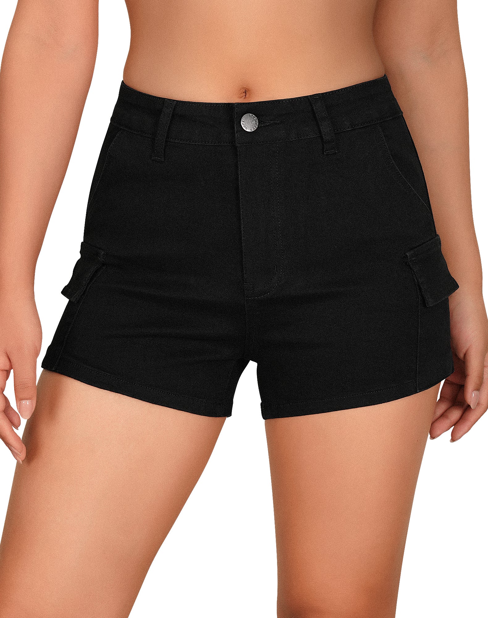 Mid Rise Cargo Stretchy Butt Lifting Jean Shorts