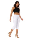 Women’s High Waisted Stretchy Capri Pants Pull on Elastic Waist Drawstring Jeans