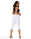 Women’s High Waisted Stretchy Capri Pants Pull on Elastic Waist Drawstring Jeans