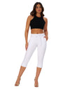Women’s High Waisted Stretchy Capri Pants Pull on Elastic Waist Drawstring Jeans