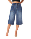 Women’s Wide Leg Capri Pants Stretchy High Waisted Loose Denim Jeans