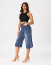 Women’s Wide Leg Capri Pants Stretchy High Waisted Loose Denim Jeans