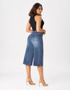 Women’s Wide Leg Capri Pants Stretchy High Waisted Loose Denim Jeans