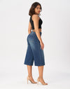 Women’s Wide Leg Capri Pants Stretchy High Waisted Loose Denim Jeans