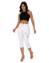 Women’s Capri Pants Ripped Stretchy Mid Rise Cuffed Skinny Denim Jeans