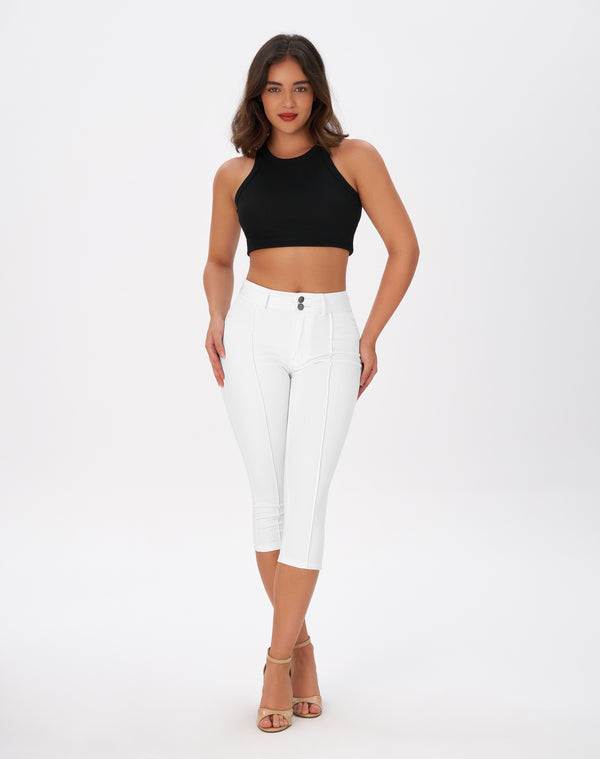 Women’s Capri Pants Trendy Mid Rise Skinny Stretchy Front Seam Denim Jeans