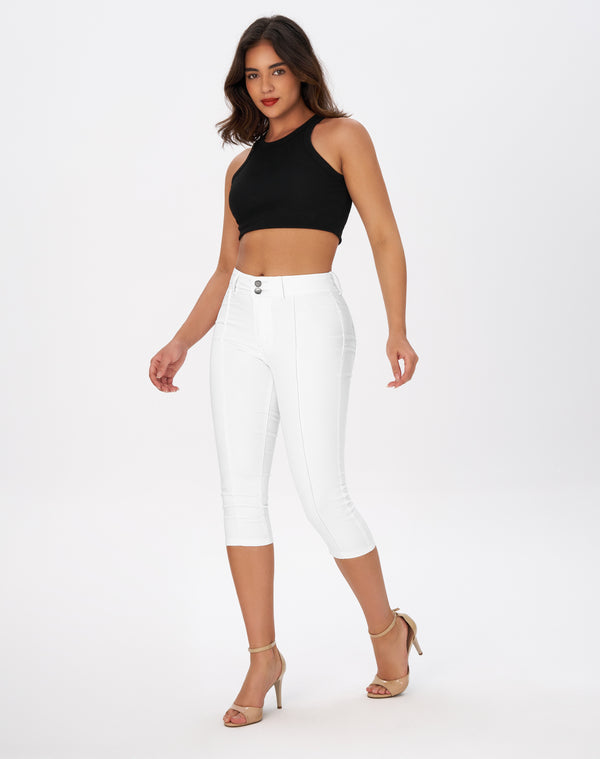 Women’s Capri Pants Trendy Mid Rise Skinny Stretchy Front Seam Denim Jeans