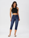 Women’s Capri Pants Trendy Mid Rise Skinny Stretchy Front Seam Denim Jeans