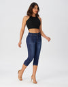 Women’s Capri Pants Trendy Mid Rise Skinny Stretchy Front Seam Denim Jeans