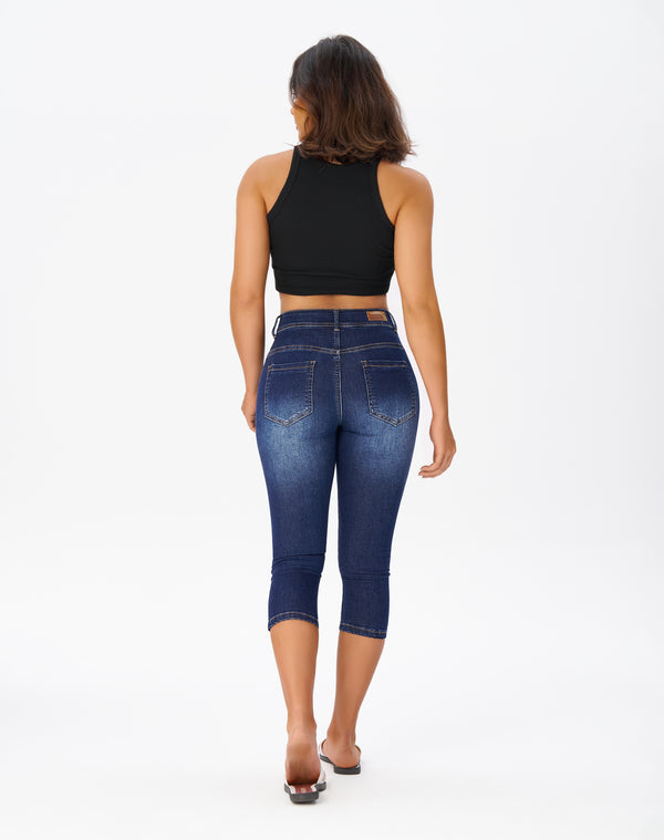 Women’s Capri Pants Trendy Mid Rise Skinny Stretchy Front Seam Denim Jeans