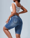 Mid Rise Hollow-out Ripped Bermuda Shorts
