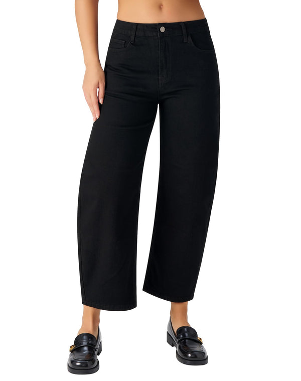 Women's Barrel Jeans High Waisted Wide Leg Cropped Jeans Stretchy Baggy Ankle Denim Pants