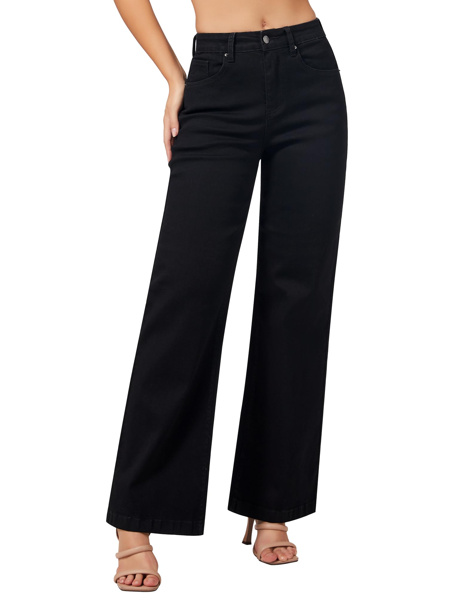 Women's Wide Leg Sweatpant Jeans High Waisted Trendy Stretchy Loose Trouser Jeans