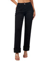 Women’s Straight Leg Jeans High Waisted Boyfriend Stretchy Cuffed Denim Pants