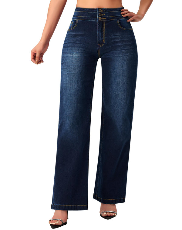 Women's Wide Leg Sweatpant Jeans High Waisted Stretch Baggy Denim Pants