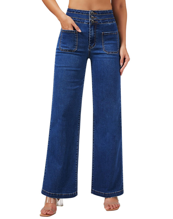 Wide Leg Sweatpant Jeans Woman High Waisted Stretchy Trendy Loose Denim Jeans