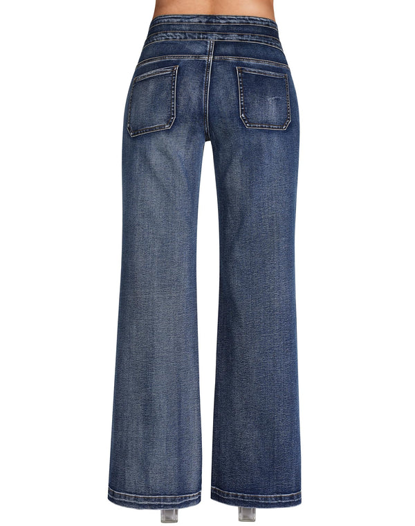 Wide Leg Sweatpant Jeans Woman High Waisted Stretchy Trendy Loose Denim Jeans