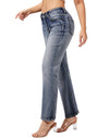 Women's Straight Leg Jeans Casual Mid Rise Stretchy Denim Pants Trendy Trouser Jeans