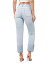 Women's Straight Leg Jeans High Waisted Stretchy Mom Jeans Cuffed Trouser Jeans with Patch Pockets