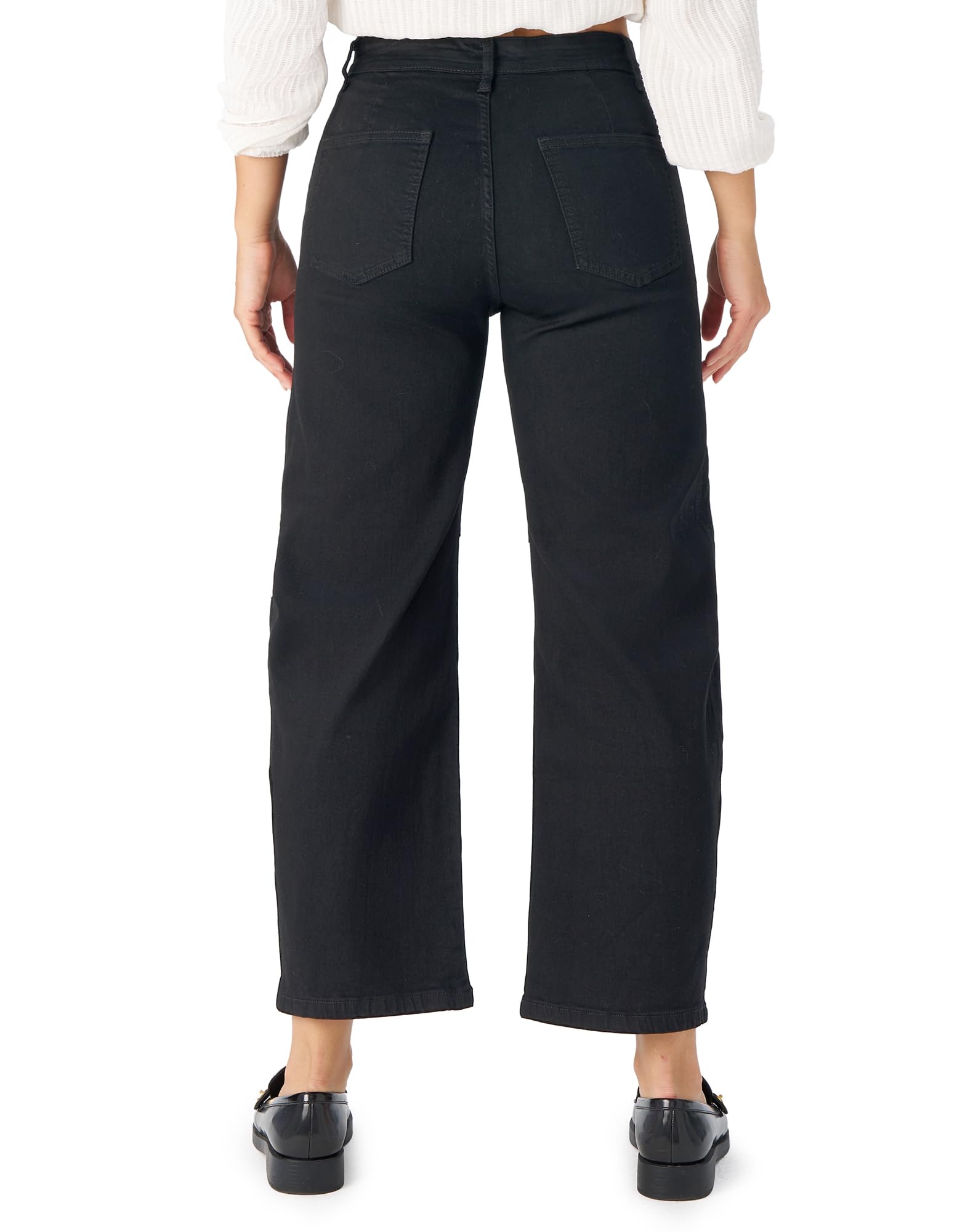 Women's Barrel Jeans High Waisted Stretchy Wide Leg Cropped Boyfriend Denim Jeans