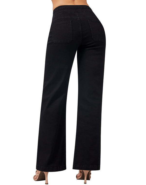 Wide Leg Sweatpant Jeans Woman High Waisted Stretchy Trendy Loose Denim Jeans