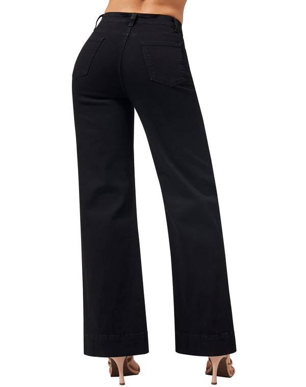 Women's Wide Leg Jeans Casual High Waisted Stretchy Baggy Loose Long Trouser Jeans