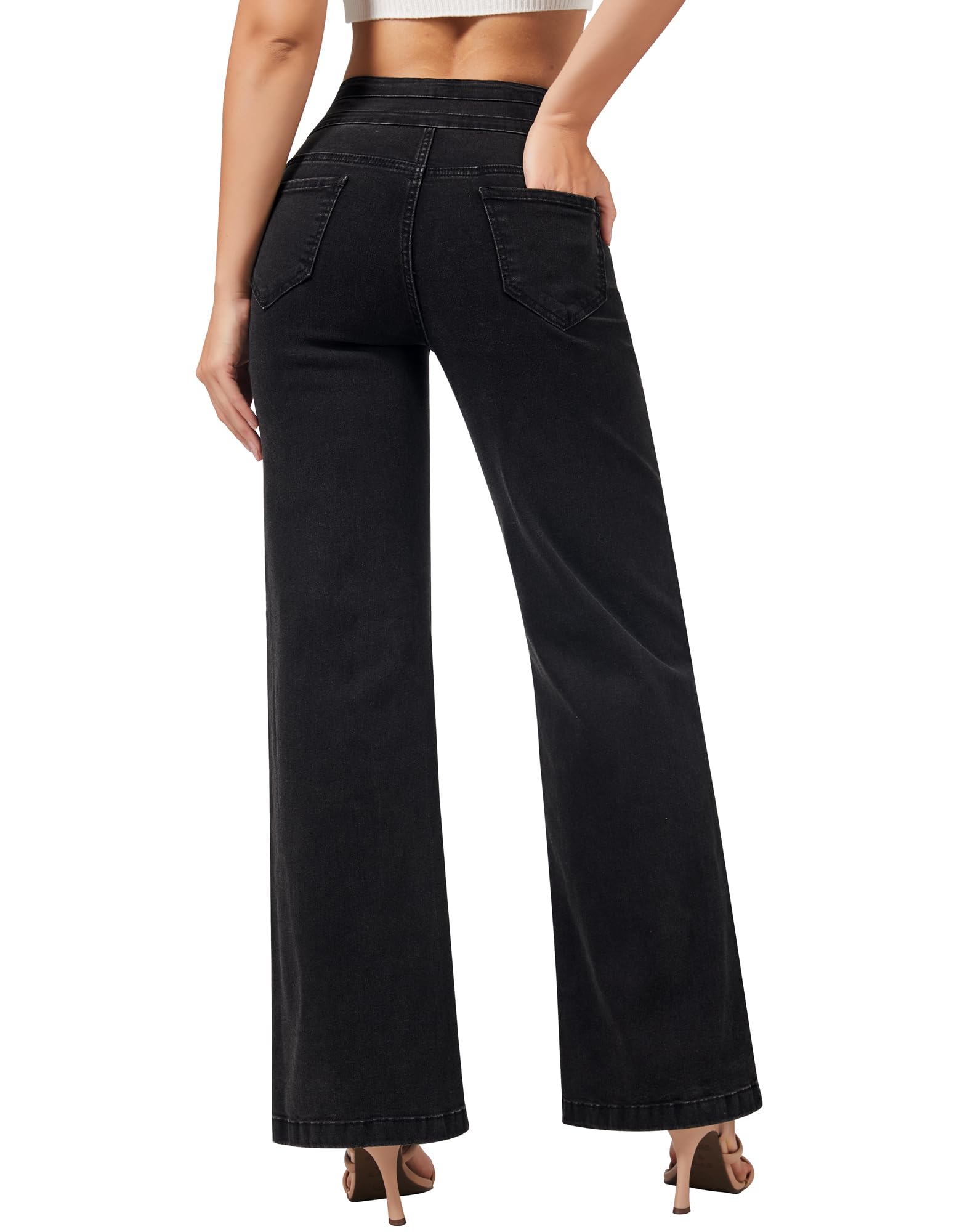 Women's Wide Leg Sweatpant Jeans High Waisted Stretch Baggy Denim Pants