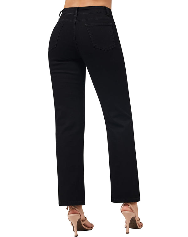 Women's Straight Leg Jeans Casual Mid Rise Stretchy Denim Pants Trendy Trouser Jeans