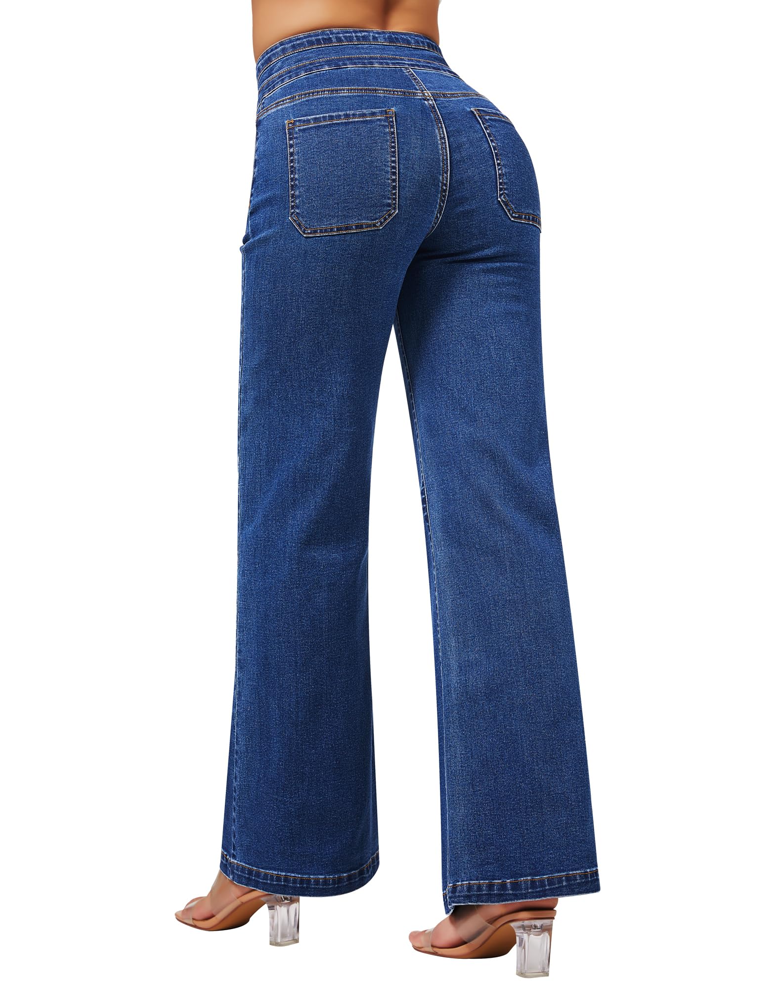Wide Leg Sweatpant Jeans Woman High Waisted Stretchy Trendy Loose Denim Jeans