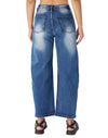 Women's Barrel Jeans High Waisted Stretchy Wide Leg Cropped Boyfriend Denim Jeans