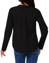 Women's Dressy Casual Chiffon Blouses Long Sleeve Work Shirts 3/4 Length Sleeve V Neck Tops