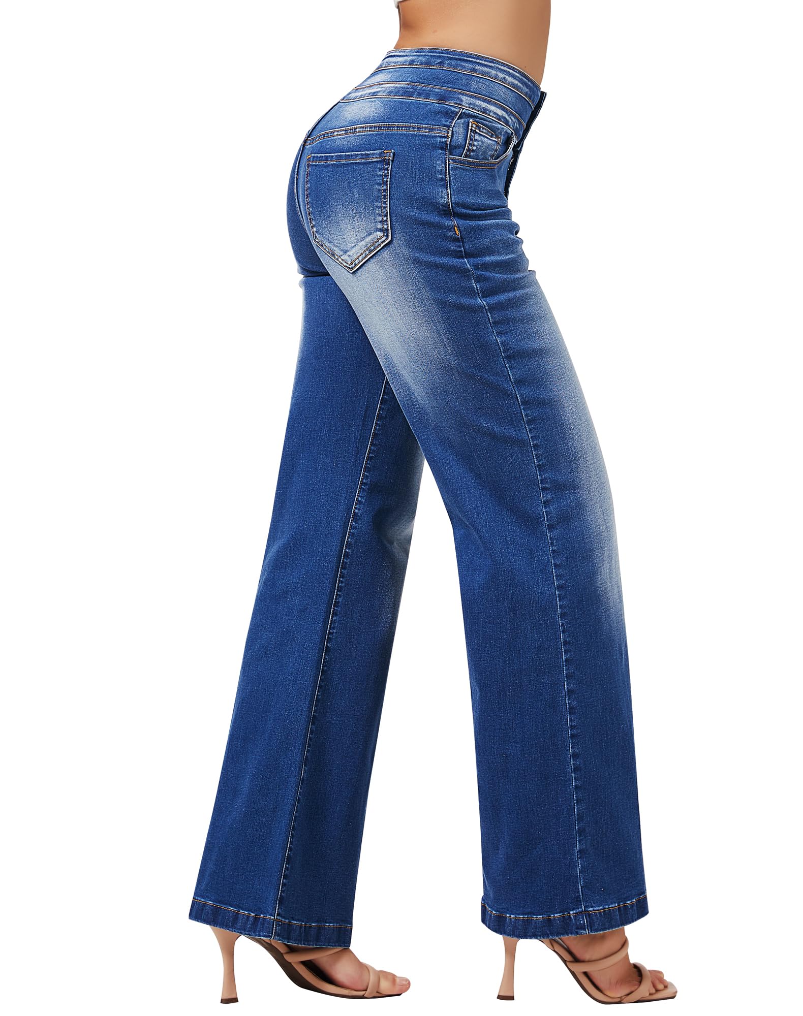 Women's Wide Leg Sweatpant Jeans High Waisted Stretch Baggy Denim Pants