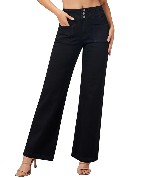 Wide Leg Sweatpant Jeans Woman High Waisted Stretchy Trendy Loose Denim Jeans