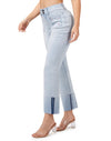 Women's Straight Leg Jeans High Waisted Stretchy Mom Jeans Cuffed Trouser Jeans with Patch Pockets