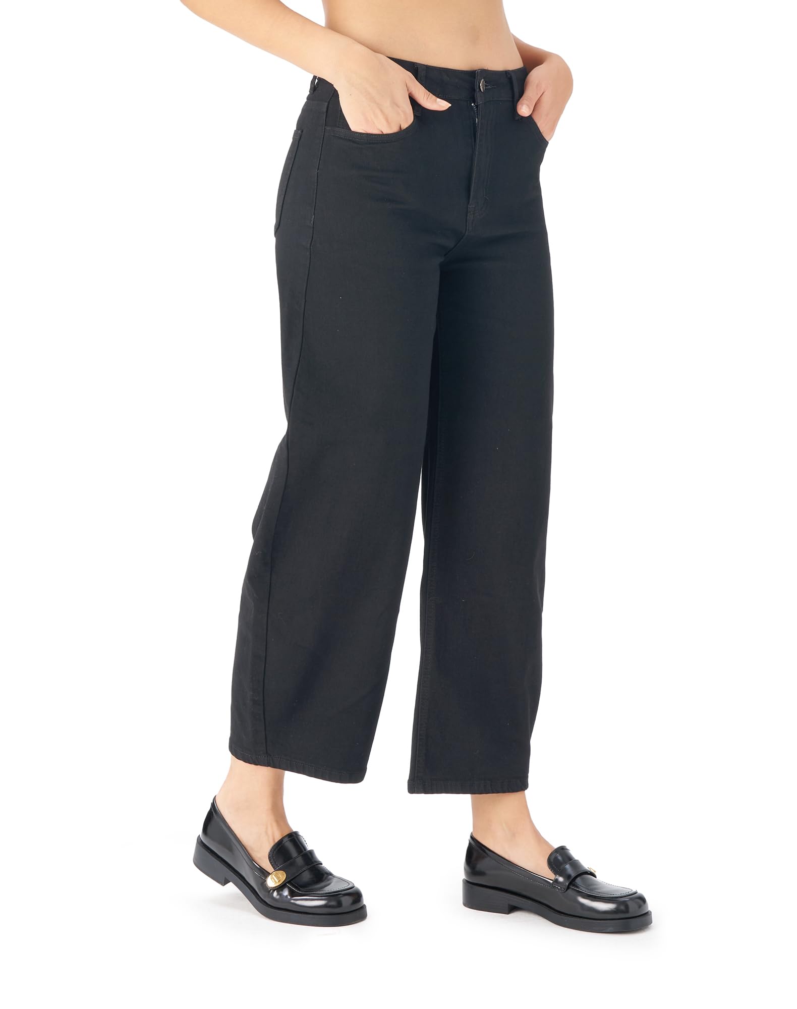 Women's Barrel Jeans High Waisted Wide Leg Cropped Jeans Stretchy Baggy Ankle Denim Pants