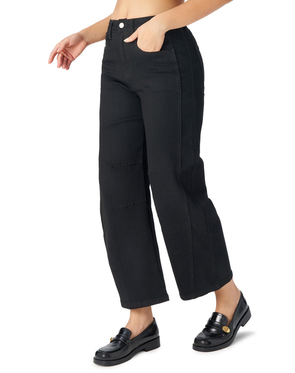 Women's Barrel Jeans High Waisted Stretchy Wide Leg Cropped Boyfriend Denim Jeans