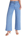 Women's Wide Leg Cropped Jeans High Waisted Ankle Trouser Jeans Boyfriend Stretchy Front Seam Denim Pants