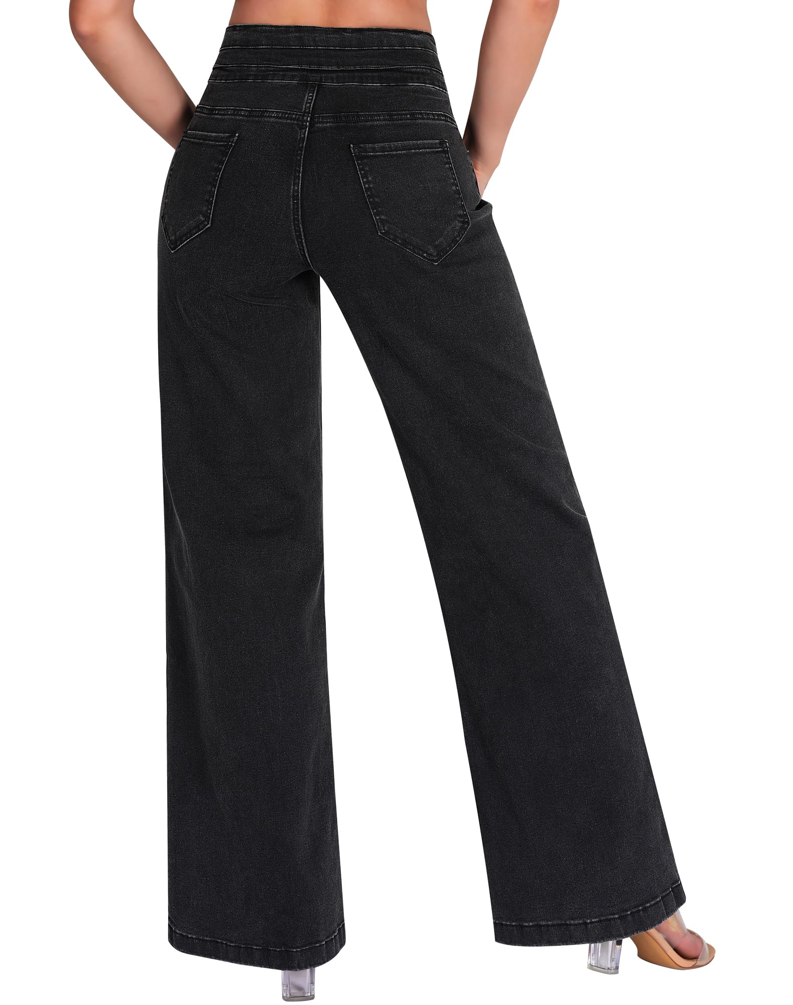 Women's Wide Leg Sweatpant Jeans High Waisted Stretch Baggy Denim Pants