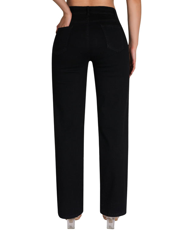 Women's Straight Leg Jeans Casual Mid Rise Stretchy Denim Pants Trendy Trouser Jeans