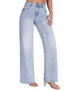 Women's Wide Leg Sweatpant Jeans High Waisted Trendy Stretchy Loose Trouser Jeans