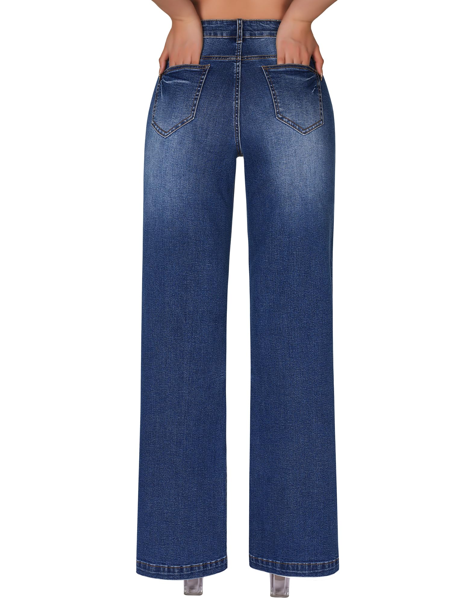 Women's Wide Leg Sweatpant Jeans High Waisted Trendy Stretchy Loose Trouser Jeans