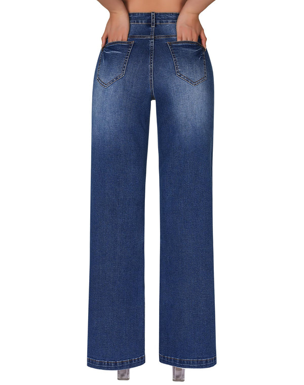 Women's Wide Leg Sweatpant Jeans High Waisted Trendy Stretchy Loose Trouser Jeans