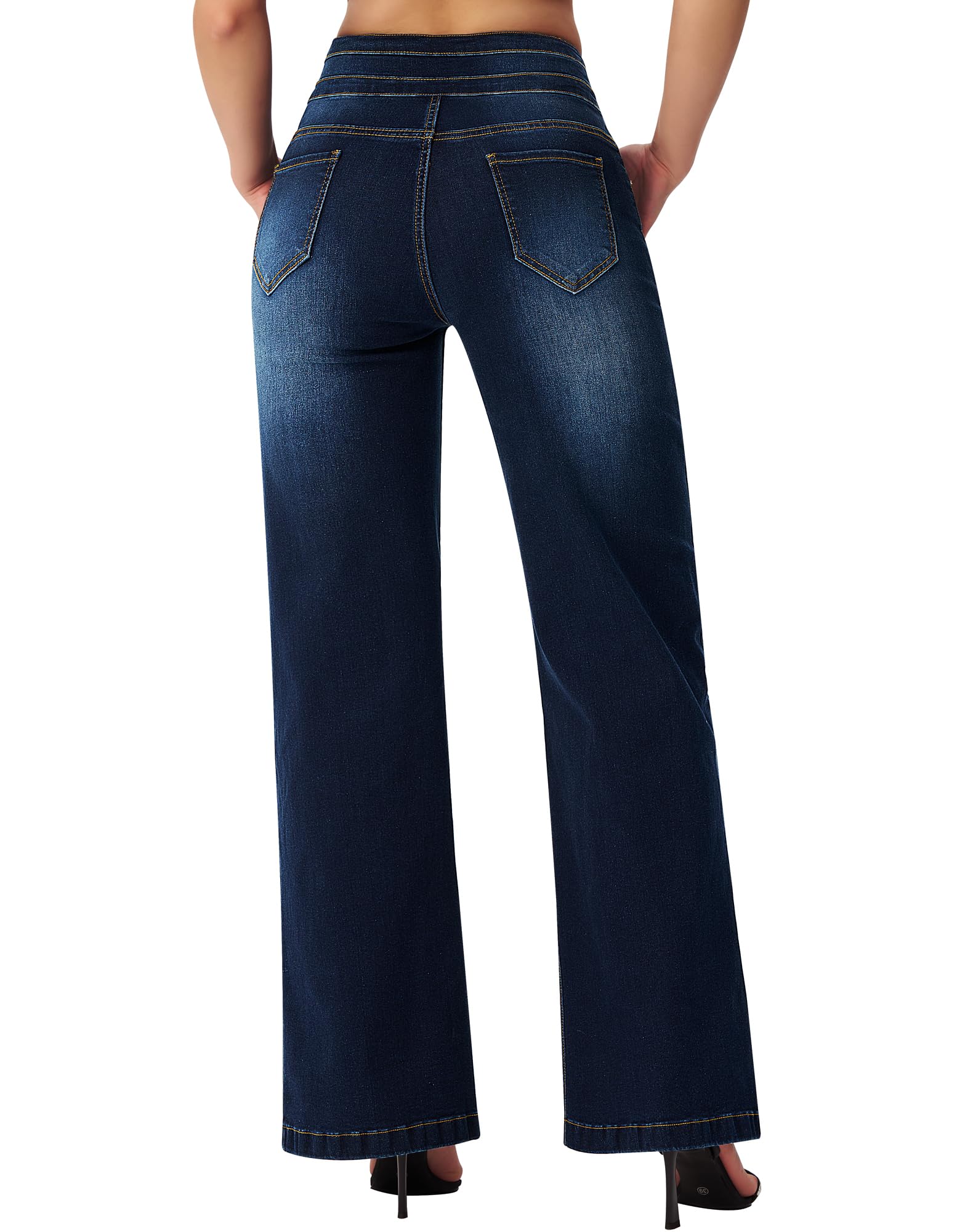 Women's Wide Leg Sweatpant Jeans High Waisted Stretch Baggy Denim Pants