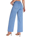 Women's Wide Leg Cropped Jeans High Waisted Ankle Trouser Jeans Boyfriend Stretchy Front Seam Denim Pants