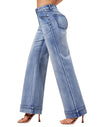 Women's Wide Leg Jeans Casual High Waisted Stretchy Baggy Loose Long Trouser Jeans