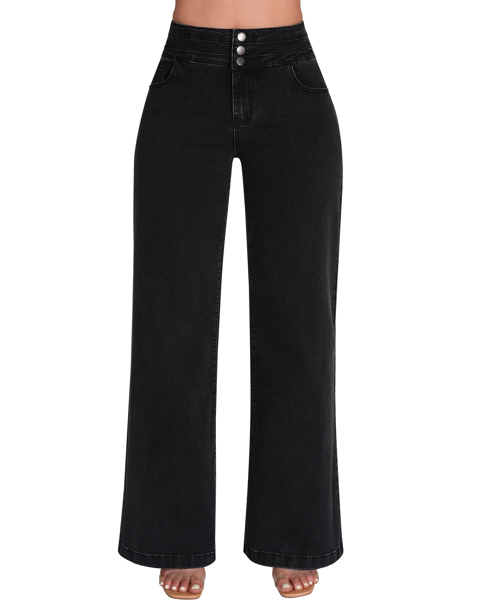 Women's Wide Leg Sweatpant Jeans High Waisted Stretch Baggy Denim Pants