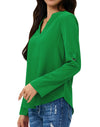 Women's Dressy Casual Chiffon Blouses Long Sleeve Work Shirts 3/4 Length Sleeve V Neck Tops